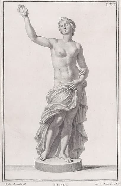 Plate LXII (62): Flora, from "Museum Florentinum" (Statuae antiquae dorum et virorum illustrium), by Girolamo Rossi the Younger