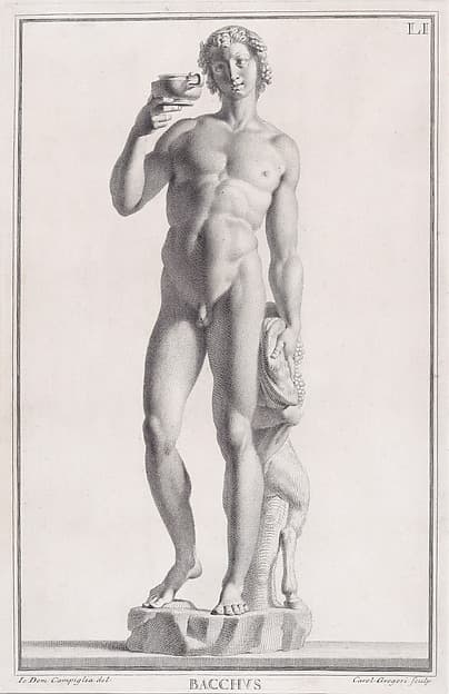 Plate LI (51): Bacchus, from "Museum Florentinum" (Statuae antiquae dorum et virorum illustrium), by Carlo Gregori