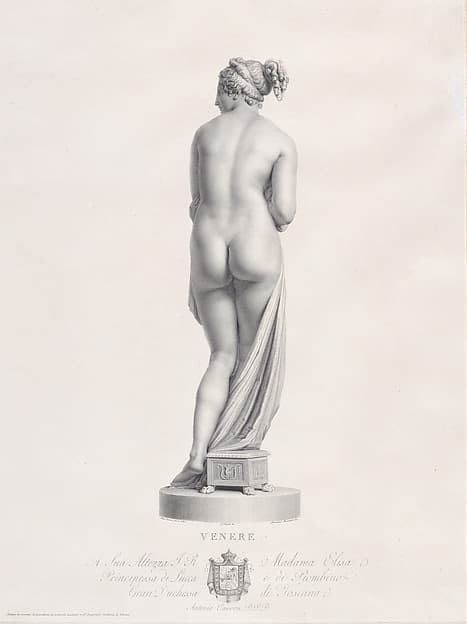 Venus, back view, from "Oeuvre de Canova: Recueil de Statues...", by Domenico Marchetti