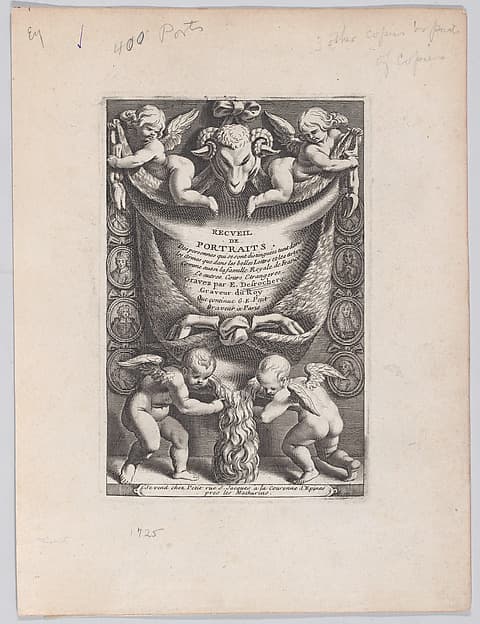 Frontispiece from "Collection of Portraits", by Etienne Jehandier Desrochers