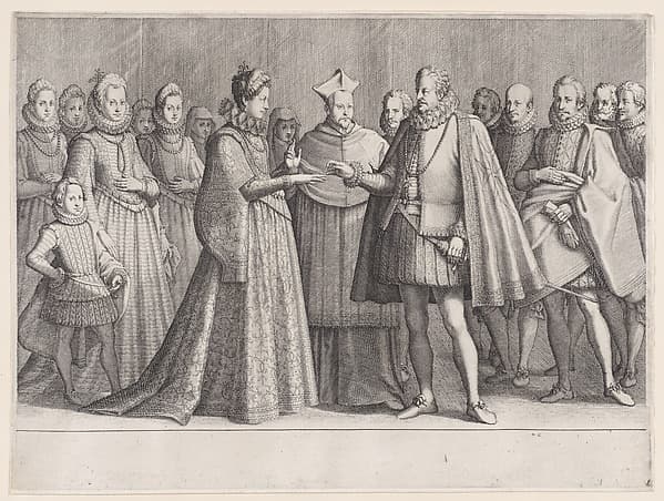 Le Mariage de Ferdinand 1er (The Marriage of Ferdinand I de'Medici), from "La Vie de Ferdinand Ier de Médicis série appelée aussi Les Batailles des Médicis" (The Life of Ferdinand I de'Medici also called The Medici Battles), by Jacques Callot
