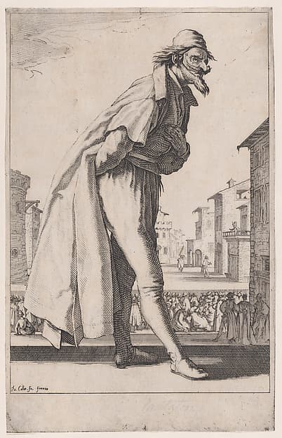 Le Pantalon ou Cassandre, from "Les Trois Pantalons pièces appélees Les Trois Acteurs" (The Three Pants also called the Three Actors), by Jacques Callot
