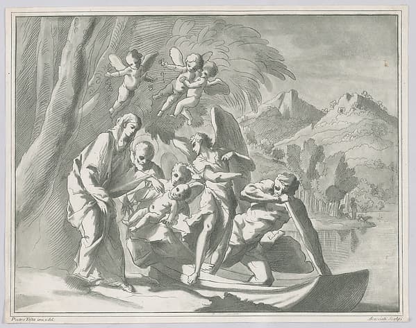 The rest on the flight into Egypt (from A Collection of Etchings and Engravings in Imitation of Drawings from Various Old Masters), by Andrea Scacciati