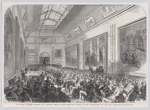 The Prince of Wales Presiding at a Meeting, held at South Kensington Museum, of the Commissioners for the Paris Exhibition, from "Illustrated London News", by Anonymous, British, 19th century