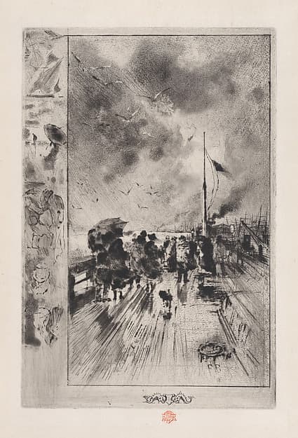 A Jetty in England, by Félix-Hilaire Buhot