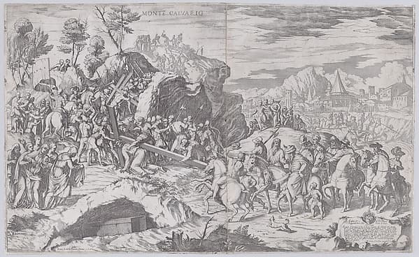 Christ falling on the road to Calvary, from two plates, by Giovanni Battista Fontana