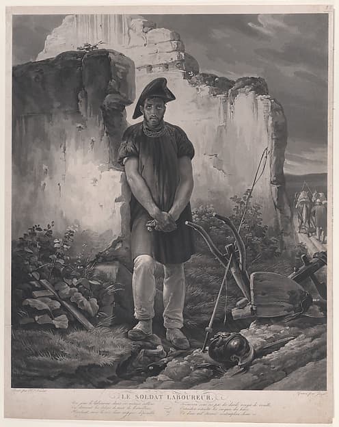 The Plowing Soldier, after Horace Vernet, by Jean Pierre Marie Jazet