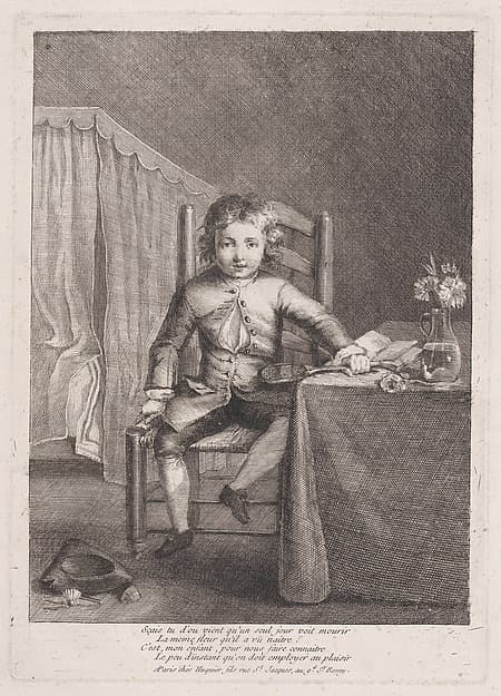 Boy Sitting on a Chair Holding a Shuttlecock, by Jean Siméon Chardin