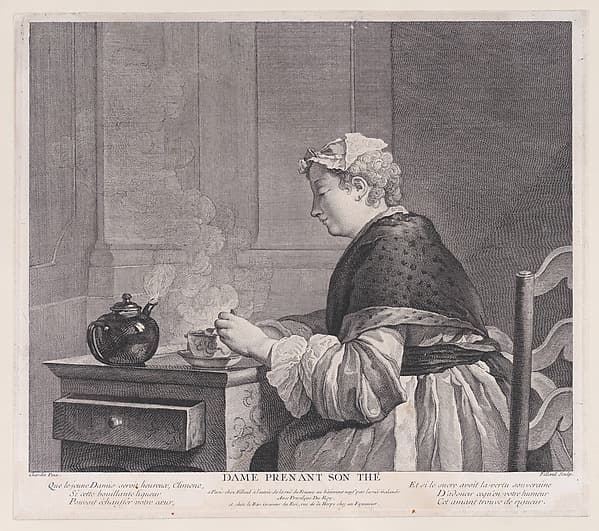 Woman Taking Her Tea, by Pierre Filloeul
