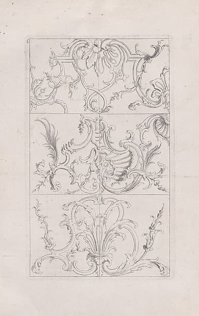 Plate 6, from "Livre Nouveau de Prinsipes D'Ornemens, tres facil. Pour apprendre a Dessigner", by Nicolas Guérard
