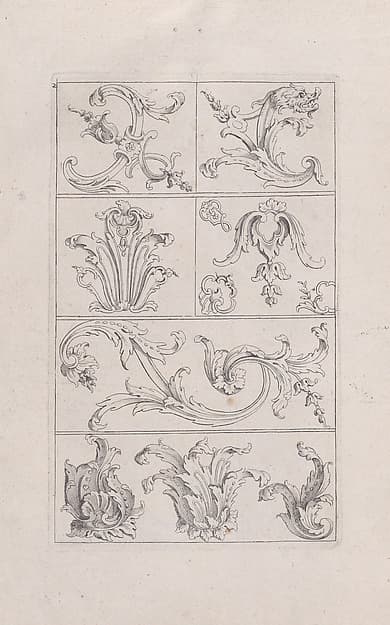Plate 2, from "Livre Nouveau de Prinsipes D'Ornemens, tres facil. Pour apprendre a Dessigner", by Nicolas Guérard