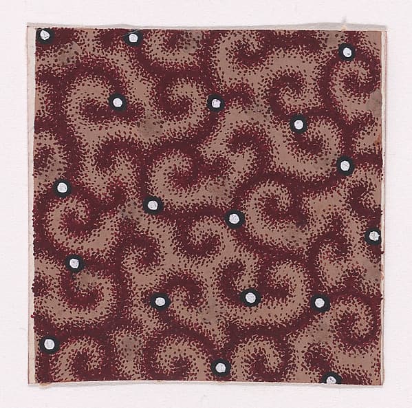 Textile Design of Scattered Pealrs over a Background of Scrolling Branches, by Anonymous, Alsatian, 19th century