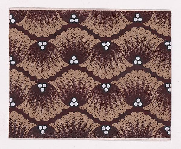Textile Design with Horizontal Garlands of Alternating Palmettes Decorated with Trefoils of Pearls, by Anonymous, Alsatian, 19th century