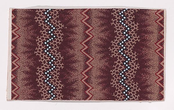 Textile Design with Alternating Vertical Zig-Zagging Strips and Pearls, by Anonymous, Alsatian, 19th century