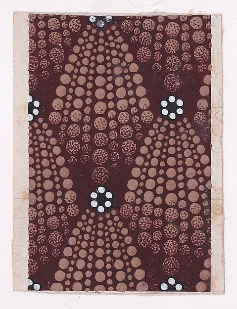 Textile Design with Alternating Rosettes of Pearls Flanked with Abstract Palmettes of Dots, by Anonymous, Alsatian, 19th century