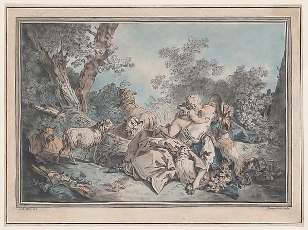 Shepherdess, by Gilles-Antoine Demarteau