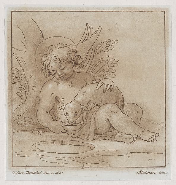 Saint John the Baptist with a lamb, by Stefano Mulinari