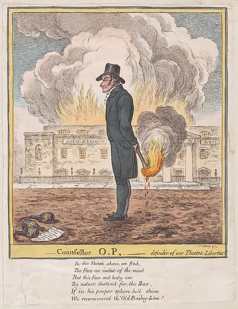 Counsellor O.P.–Defender of our Theatric Liberties, by James Gillray
