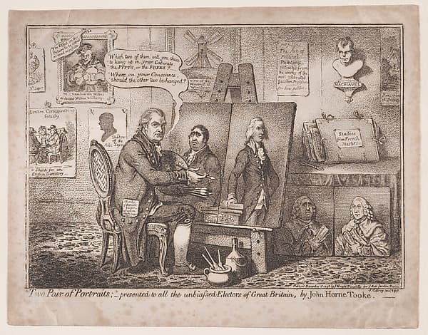 Two Pair of Portraits, presented to all the unbiased Electors of Great Britain by John Horne Tooke, by James Gillray