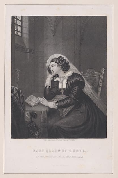 Mary Queen of Scots, on the evening preceding her execution (from "The American Eclectic Museum," volume 48, frontispiece), by John Sartain