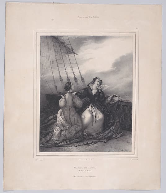 Mary, Queen of Scots embarking at Calais to return to Scotland, by Emile Desmaisons