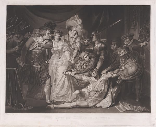 The Murder of David Rizzio (Mary, Queen of Scots witnessing the murder of David Rizzio), by William Dickinson
