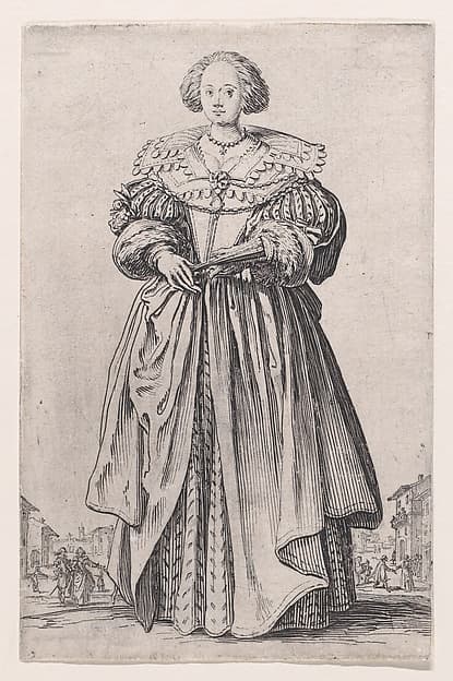 La Dame a l'Eventail (The Lady with a Fan), from "La Noblesse" (The Nobility), by Jacques Callot