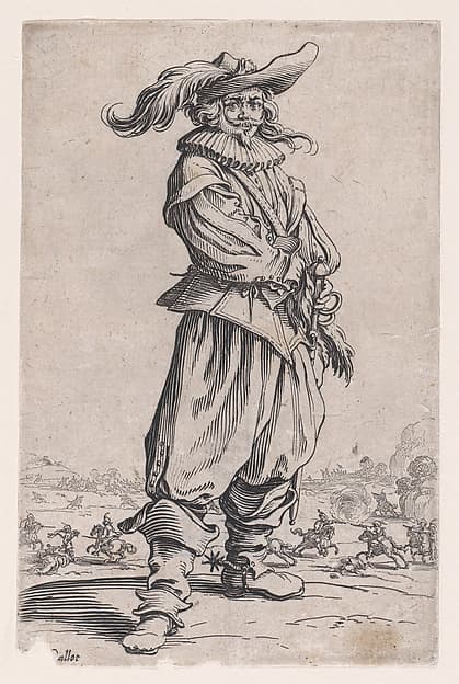 Le Guerrier au Chapeau Orné d'une Grande Plume (The Officer with a Large Feather in His Hat), from "La Noblesse" (The Nobility), by Jacques Callot