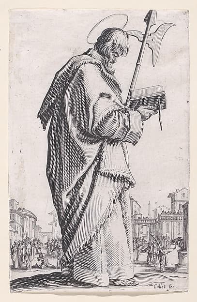 St. Matthias, from "Les Grands Apôtres Debout, Représentant Le Sauveur, La Bienheureuse Marie et Les Saints Apôtres" (The Large Standing Apostles, Representing The Savior, The Blessed Mary and The Apostles), by Jacques Callot