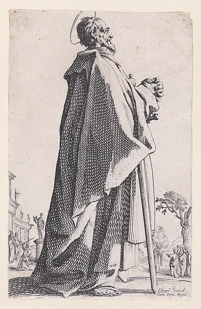 St. Matthew, from "Les Grands Apôtres Debout, Représentant Le Sauveur, La Bienheureuse Marie et Les Saints Apôtres" (The Large Standing Apostles, Representing The Savior, The Blessed Mary and The Apostles), by Jacques Callot
