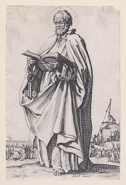 Christ, The Savior, from "Les Grands Apôtres Debout, Représentant Le Sauveur, La Bienheureuse Marie et Les Saints Apôtres" (The Large Standing Apostles, Representing The Savior, The Blessed Mary and The Apostles), by Jacques Callot