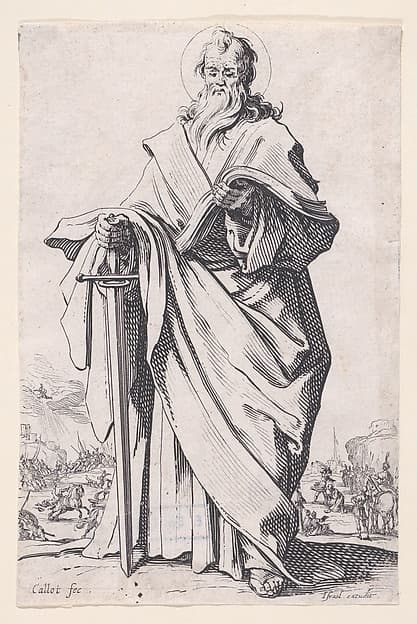 St. Paul, from "Les Grands Apôtres Debout, Représentant Le Sauveur, La Bienheureuse Marie et Les Saints Apôtres" (The Large Standing Apostles, Representing The Savior, The Blessed Mary and The Apostles), by Jacques Callot