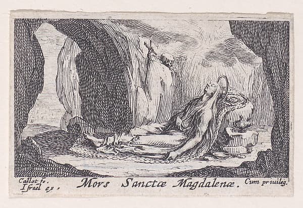 The Death of St. Mary Magdalen, from "Les Pénitents et Pénitentes" (The Penitents), by Jacques Callot