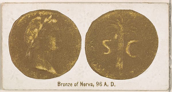 Bronze of Nerva, 96 A.D., from the Ancient Coins series (N180) issued by Wm. S. Kimball & Co., by William S. Kimball & Company
