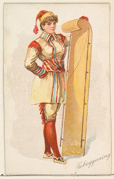 Tobogganing, from the Pretty Athletes series (N196) issued by Wm. S. Kimball & Co., by William S. Kimball & Company