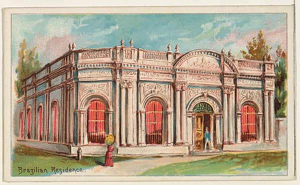 Brazilian Residence, from the Habitations of Man series (N113) issued by W. Duke, Sons & Co. to promote Honest Long Cut Smoking and Chewing Tobacco, by The Giles Company