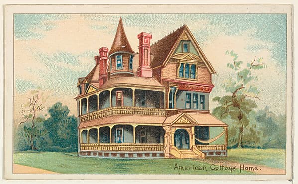 American Cottage Home, from the Habitations of Man series (N113) issued by W. Duke, Sons & Co. to promote Honest Long Cut Smoking and Chewing Tobacco, by The Giles Company