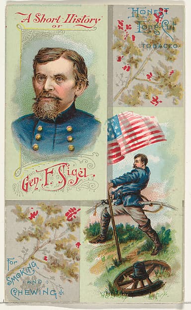 A Short History: General Franz Sigel, from the Histories of Generals series (N114) issued by W. Duke, Sons & Co. to promote Honest Long Cut Smoking and Chewing Tobacco, by W. Duke, Sons & Co.