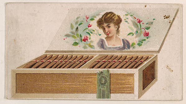 Cigar box, from the Novelties series (N228, Type 5) issued by Kinney Bros., by Kinney Brothers Tobacco Company