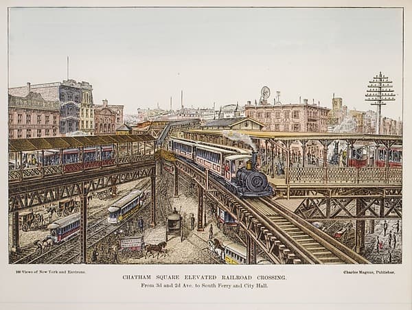 Chatham Square Elevated Railroad Crossing, by Charles Magnus & Company
