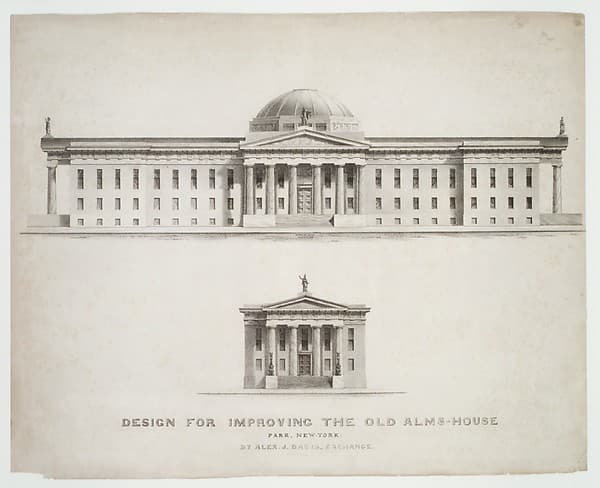 Design for Improving the Old Alm's-House, North Side of City Hall Park, Facing Chambers Street, New York, by Anthony Imbert