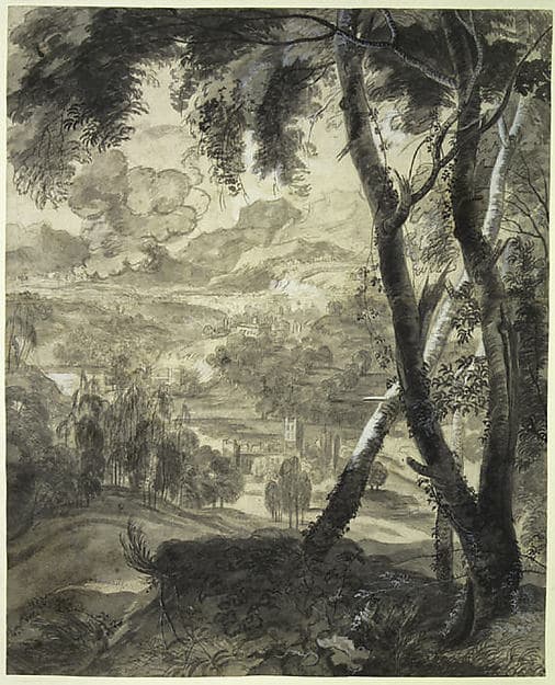 Landscape with Three Trees in the Foreground, by Lucas Achtschellinck