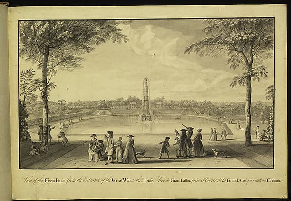 View of the Great Basin from the Entrance of the Great Walk to the House at Stowe, Buckinghamshire, by Jacques Rigaud