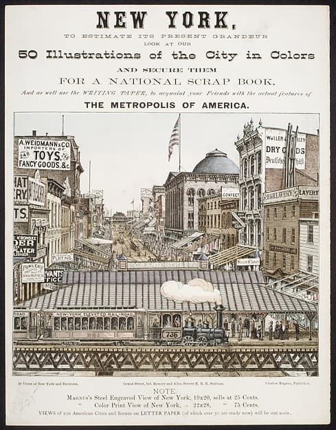 New York, to Estimate its Present Grandeur Look at our 50 Illustrations of the City in Color...and acquaint your Friends with the actual features of the Metropolis of America., by Charles Magnus & Company