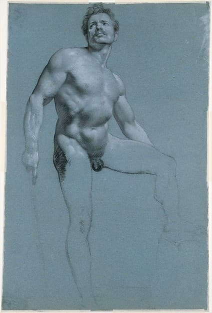 Seated Female Nude (recto); Standing Male Nude (verso), by Pierre Paul Prud'hon