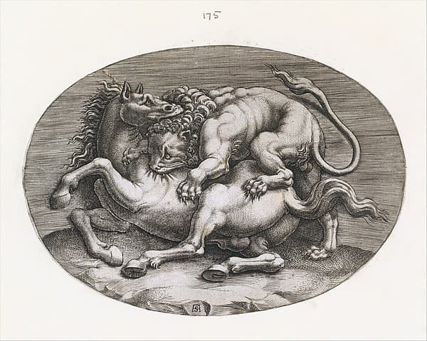 Lion Attacking a Horse, from "Speculum Romanae Magnificentiae", by Adamo (Ghisi) Scultori