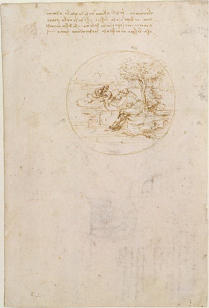 Allegory on the Fidelity of the Lizard (recto); Design for a Stage Setting (verso), by Leonardo da Vinci