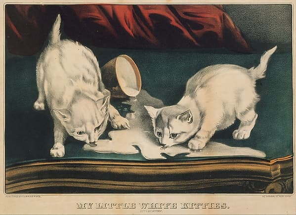 My Little White Kitties – Into Mischief, by Currier & Ives