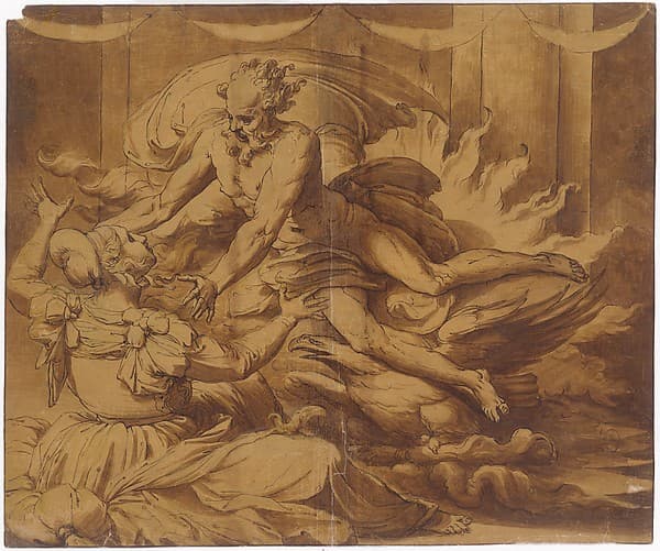 Jupiter Appearing to Semele, by Perino del Vaga (Pietro Buonaccorsi)