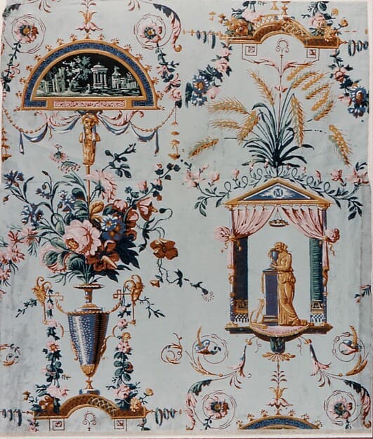 Floral Wallpaper with Classical Elements, by Réveillon